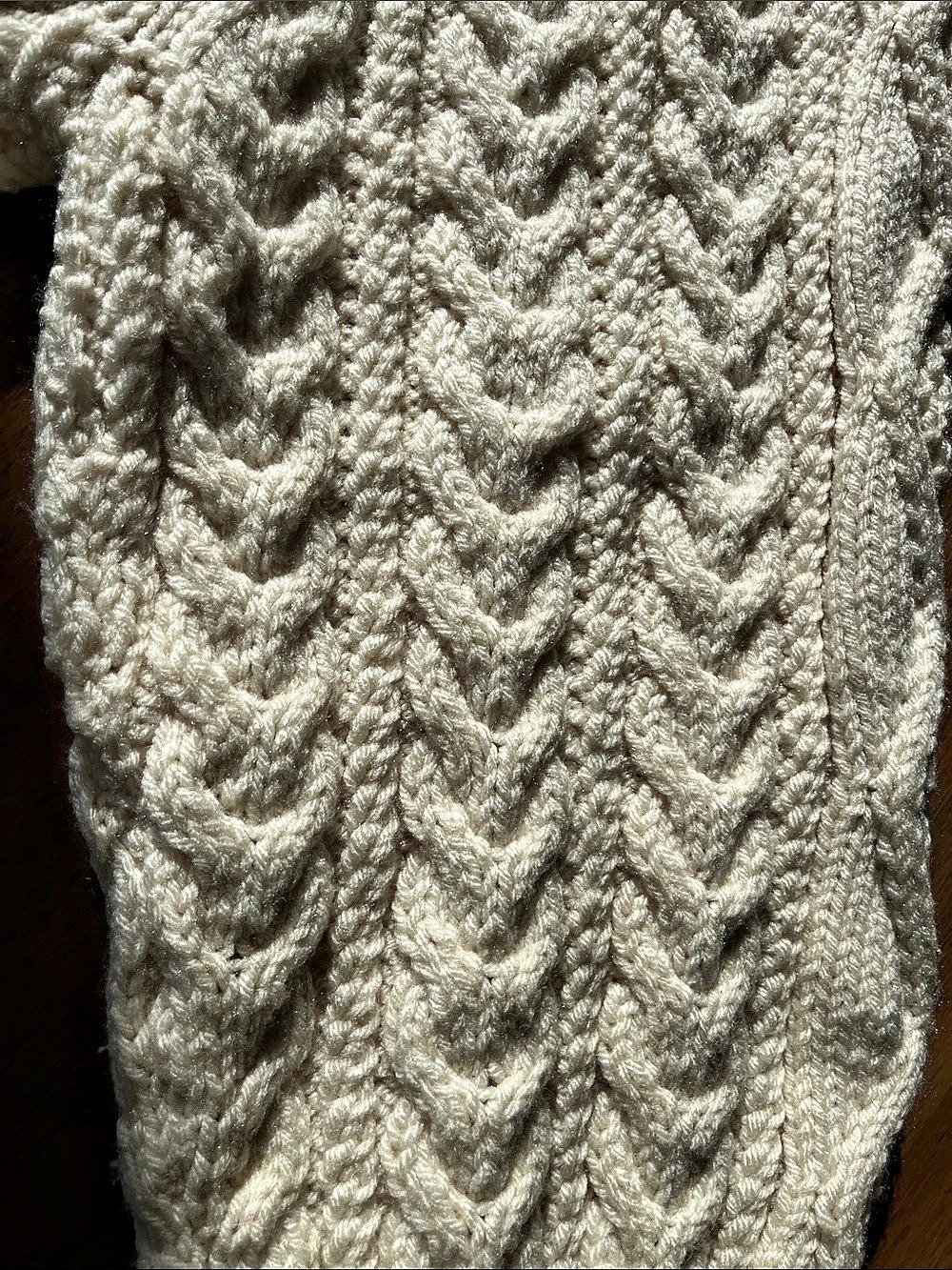 *Hand knit in Newfoundland* Cable Knit Crewneck Sweater in Cream Like New - Picture 4 of 4